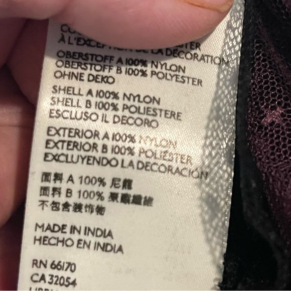 Free People Women’s Plum/Black - SZ L - Smocked Sheer Long Puff Sleeve Top - Picture 16 of 16